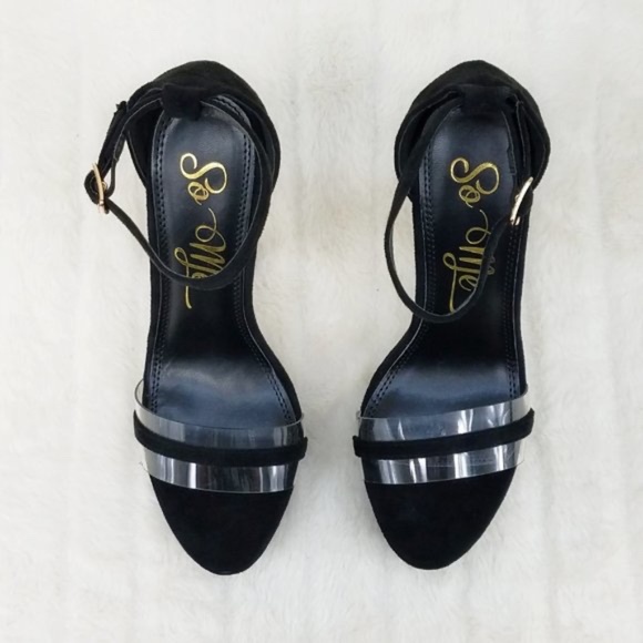 * So Me Black Faux Suede With A 6" Tall Slim Stiletto High Heel - Picture 6 of 8